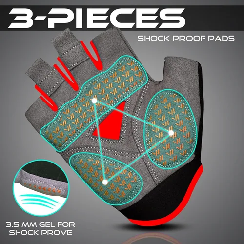 Miniatura 4 de WESTWOOD FOX Guantes de ciclismo para hombres y mujeres, medio dedo, unisex, acolchados, antideslizantes, guantes de bicicleta de montaña
