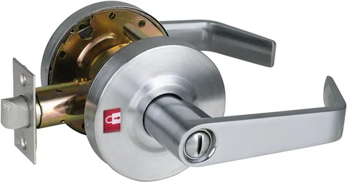 Miniatura 9 de Manija de puerta de almacén comercial resistente, manija de puerta ADA de grado 2, acabado en cromo satinado, manija ergonómica UL de 3 horas