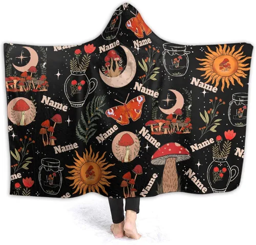 Miniatura 11 de Manta con capucha de hongos, regalos para mujeres, manta de franela de vellón suave con hongos, manta para todas las estaciones, mantas decorativas