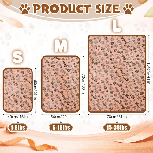 Miniatura 2 de Tegeme 12 mantas para mascotas, suaves y esponjosas, de vellón, para perros y gatos, cálidas, con estampado de patas, mantas de franela