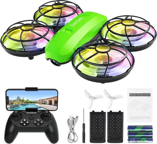 Swifsen Dron para niños con cámara – Mini juguete RC para niños, principiantes, regalos de cumpleaños para niños y principiantes, juguete de luz