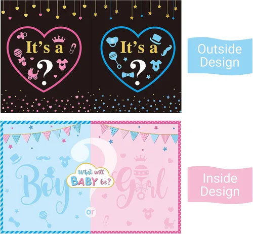 Miniatura 2 de Nezyo Juegos de revelación de género para invitados Revelar género Decoraciones para niños o niñas Invitados Escribir bendición para bebé y firmar