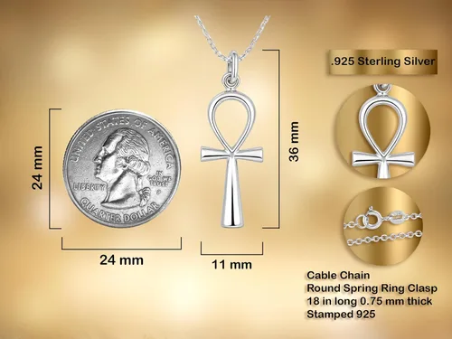 Miniatura 3 de AeraVida Collar de plata de ley 925 con cruz religiosa ANKH egipcia de eternidad, Metal