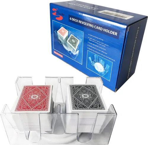 Yuanhe Canasta - Tarjetero giratorio de 6 barajas para niños y adultos, soporte giratorio para cartas de póquer, canasta, mano y pie, Rummy, Go