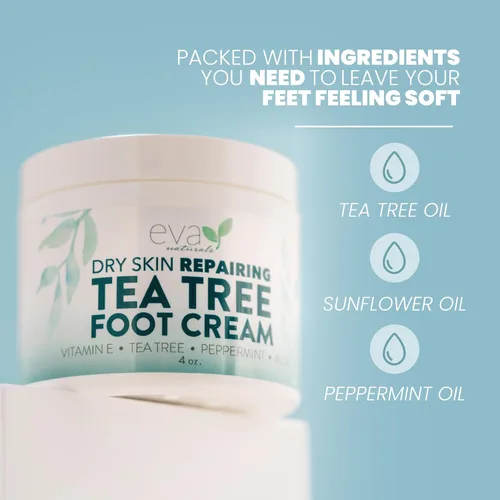 Miniatura 3 de Eva Naturals Crema de pies de árbol de té – Loción hidratante para pies y bálsamo para talones y pies secos y agrietados con menta, mentol, menta