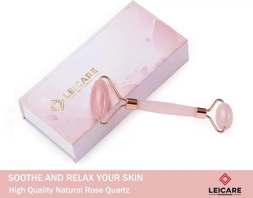Miniatura 2 de Rodillo de jade para la cara - Rodillo facial de cuarzo rosa para el cuidado de la piel - Rodillo facial de piedra, masajeador facial para mujeres