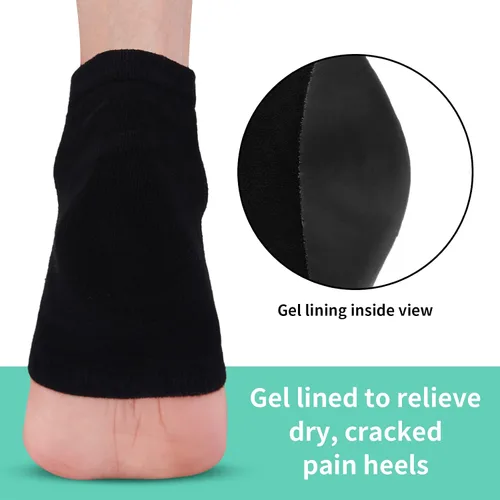 Miniatura 3 de Vaincre - 4 pares de calcetines de gel hidratantes para talones, para pies secos y agrietados en mujeres, cuidado de pies spa, calcetines sin dedos