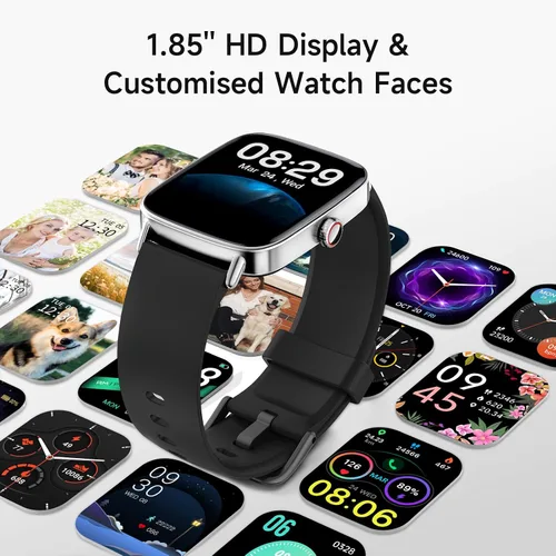 Miniatura 9 de Reloj inteligente para hombres y mujeres, reloj inteligente de 1.85 pulgadas (1.811 in) compatible con iPhone/Samsung/Android