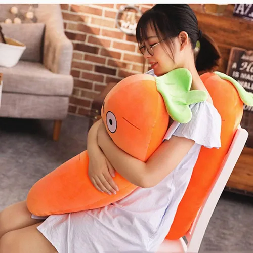Miniatura 4 de XIYUAN Juguete de peluche de zanahoria de 27.5 pulgadas, almohada suave de zanahoria para abrazar, juguete de muñeca de peluche de expresión linda