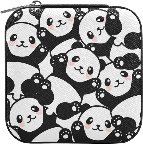 Miniatura 7 de ZZKKO Joyero pequeño con diseño de panda, organizador de viaje de cuero, organizador de viaje, mini cajas de almacenamiento portátiles para mujer