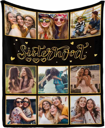 Miniatura 24 de InterestPrint Manta de forro polar suave con memoria personalizada para mejor amiga, personalizada con imágenes y texto para la graduación de tu