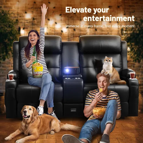 Miniatura 8 de Juego de sofá reclinable, reclinables pegados a la pared para RV con loveseat reclinable y silla individual, juego de sofá reclinable para cine