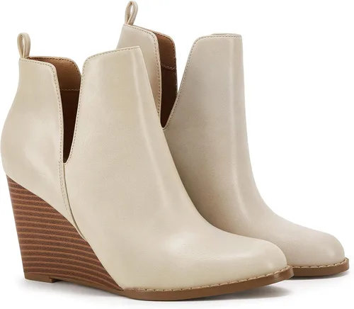 Miniatura 4 de PiePieBuy Botines clásicos de punta puntiaguda para mujer, botas de tacón grueso