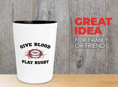 Vaso de chupito de rugby de 1.5 oz – Give Play Rugby – Negro y crema Rugby Proud Rugby Girls Gift Women Rugby