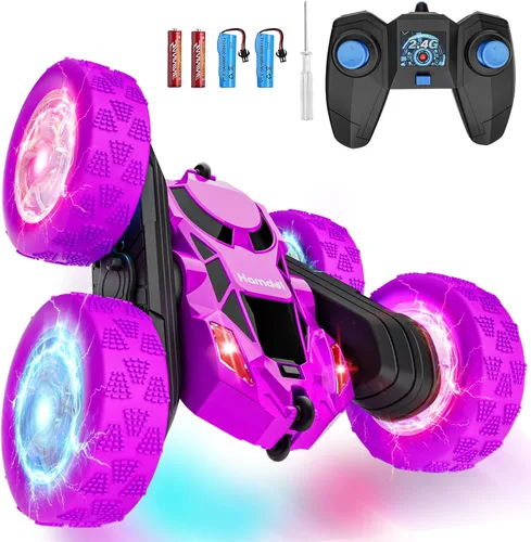 Miniatura 20 de Hamdol Coche de acrobacias a control remoto para niños de 6 a 12 años, auto de control remoto giratorio de 360° con luces LED, vehículo eléctrico