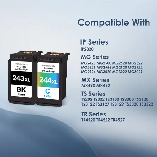 Miniatura 2 de Paquete combinado de cartuchos de tinta para impresora Canon PG-243 CL-244 para Canon PG243 CL244 XL compatible con TS3122 MX492 MG2522 MG2922