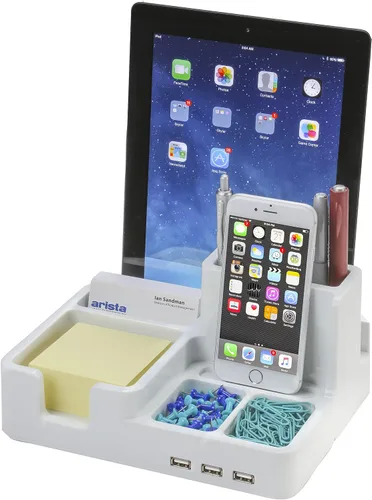 Miniatura 3 de ART79001 - Organizador de escritorio artístico para iPad/iPhone/Tablet/Smartphone con 3 puertos USB, color negro