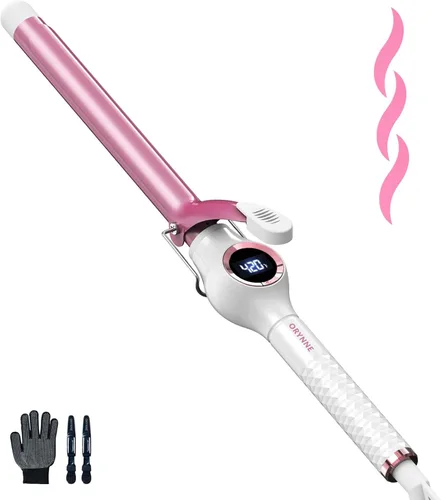 Rizador de cerámica ORYNNE, barril de 3/4 pulgadas, control digital de temperatura, calentamiento rápido, 7 temperaturas ajustables, apagado