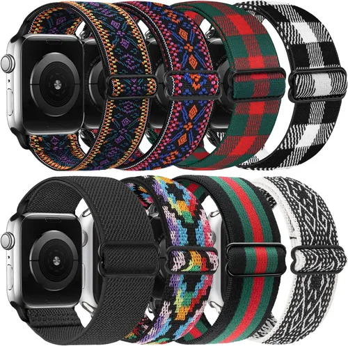 Paquete de 8 correas elásticas deportivas de repuesto compatibles con IWatch de 1.496 pulgadas/1.575 pulgadas/1.614 pulgadas/1.654 pulgadas/1.732