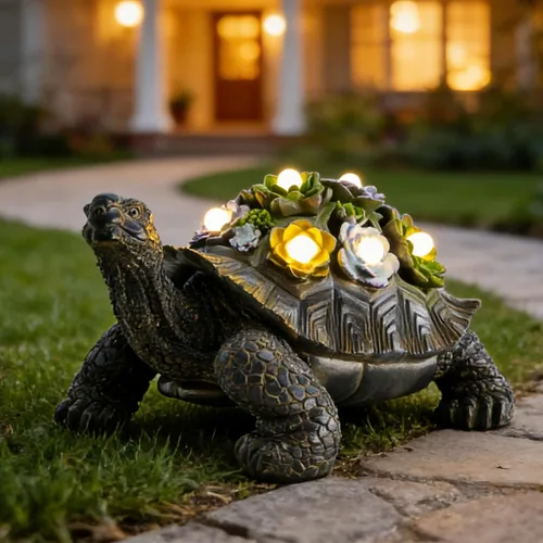 Miniatura 9 de Estatua de tortuga para exteriores, 2 piezas, estatua de jardín de tortuga, decoración al aire libre, escultura, decoración de resina, patio, 2