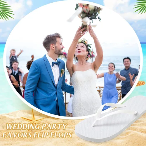Miniatura 3 de Bonuci Flip Flops Bulk Wedding Hotel Spa Slippers with Size Cards Drawstring Bags Wedding Party Favors
