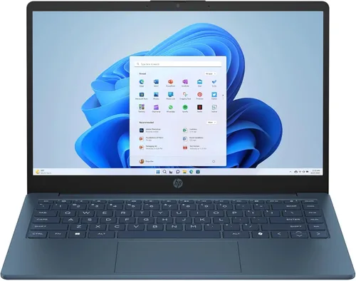 Laptop HP Stream 14" HD BrightView, procesador Intel Celeron N150, 4 GB de RAM, 128 GB de almacenamiento, gráficos Intel HD, cámara web 720p, azul,
