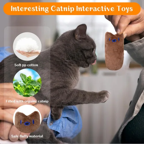 Miniatura 4 de Seyezo Juguetes para gatos de interior, 5 unidades, juguetes esponjosos para jugar, juguetes interactivos para gatitos, juguetes de dentición