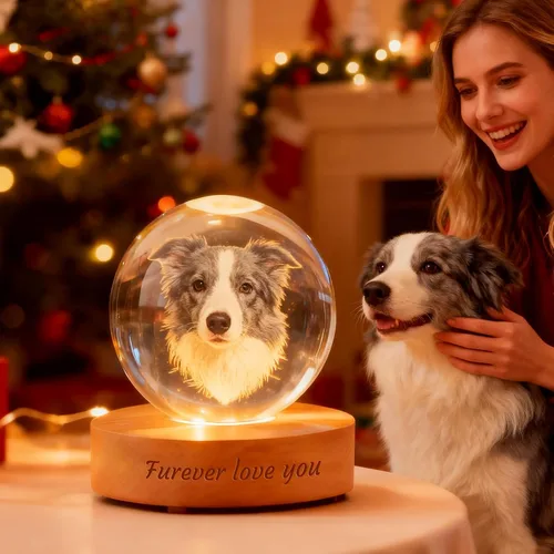 Miniatura 6 de Lámpara de bola de fotos de cristal 3D personalizada, regalo conmemorativo personalizado para recuerdo de Navidad, globo de cristal grabado