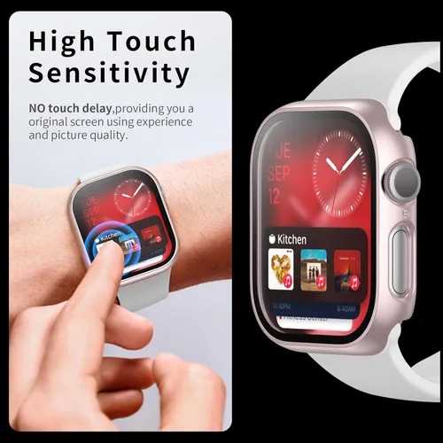 Miniatura 4 de Juego de 6 fundas para Apple Watch 40 mm SE 2 (2024) Series 6, Series 5, Series 4 con protector de pantalla de vidrio templado, funda protectora