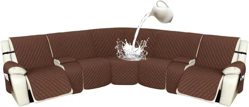 Miniatura 83 de Arfntevss Fundas de sofá modular reclinable, 100% impermeable, en forma de L, para sillón reclinable en forma de L, funda seccional lavable