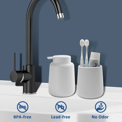 Miniatura 2 de Dispensador de espuma de jabón de cerámica con bomba fácil de prensar, dispensador de espuma de mano para champú, baño, cocina, 12 onzas, 2