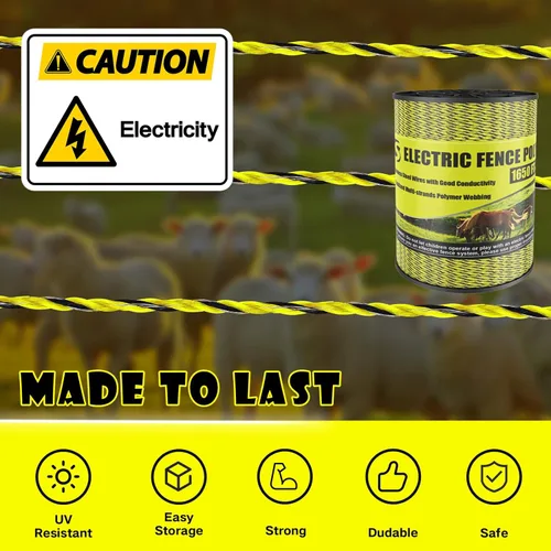 Miniatura 3 de BESTEEL - Alambre de valla eléctrica mejorado de polietileno de 1650 pies, 500 metros, 1/8 pulgadas de diámetro, valla eléctrica portátil