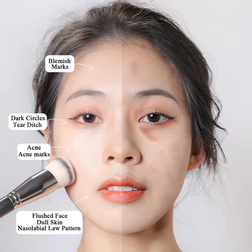 Miniatura 7 de 4 brochas correctoras para debajo de los ojos, cepillo profesional de base para mezclar líquidos o polvos cosméticos en ángulo