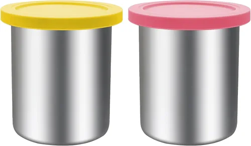 Miniatura 8 de Recipientes de una pinta de acero inoxidable y tapas compatibles con la máquina de helados Ninja Creami NC500, NC501, CN501CO Delux Series– 1