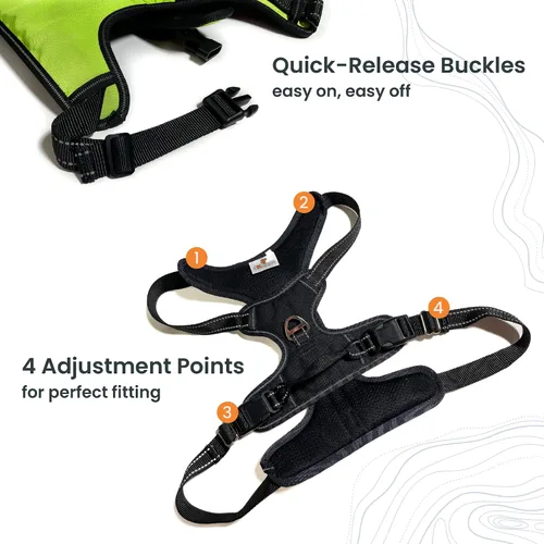 Miniatura 3 de 4Knines Arnés para perro sin tirones para perros grandes, arnés reflectante ajustable con clips de correa delanteros y traseros, duradero, fácil