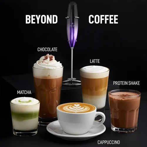 Miniatura 300 de Zulay Milk Boss Espumador de leche potente manual, hace espuma para latte, batidor para mezclar bebidas, café, miniespumador para capuchino, frappé