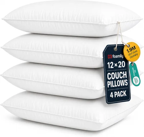 Miniatura 14 de Foamily Juego de 4 rellenos para almohada hipoalergénicas de primera calidad, con forma cuadrada de poliéster, estándar, blancos