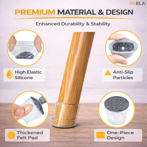 Miniatura 4 de Paquete de 48 protectores de suelo para patas de silla, protectores de pies de silla para suelos de madera dura, fundas de silicona para patas