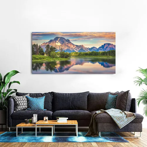 Miniatura 3 de Arte de pared del Parque Nacional Grand Teton, paisaje panorámico del lago de montaña, lienzo para decoración de pared para sala de estar, Montaña