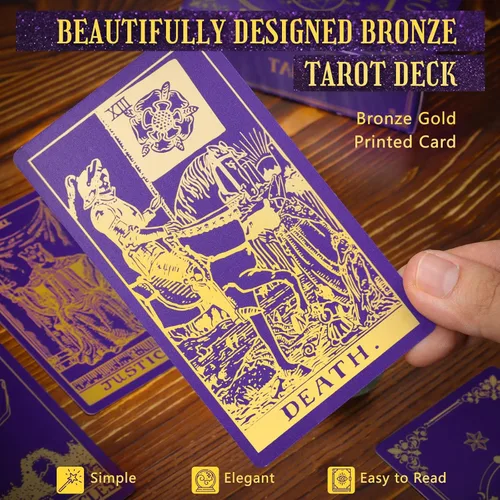 Miniatura 3 de Hihealer Baraja de 78 Cartas de Tarot con Libro Guía y Bolsa de Transporte de Lino, Cartas de Tarot Clásicas Originales para Principiantes a