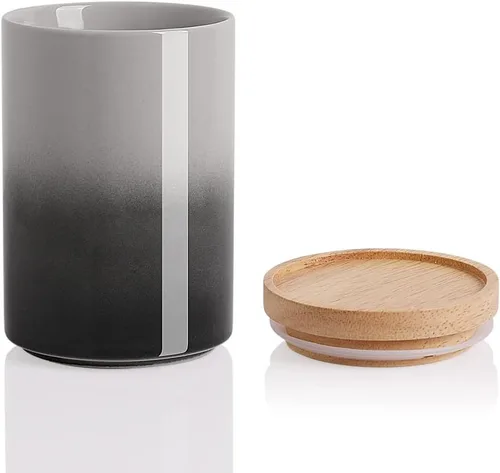 Miniatura 37 de Sweejar Kitchen Canisters - Tarro de cerámica para almacenamiento de alimentos, recipientes apilables con sello hermético y tapa de madera