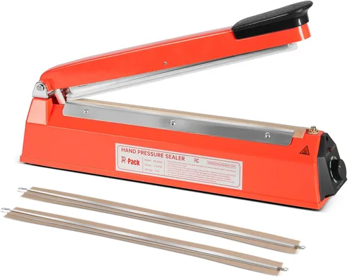Miniatura 13 de Sellador térmico por impulso con barra de sellado, máquina de sellado y corte de bolsas de alta resistencia, 2 reemplazos adicionales