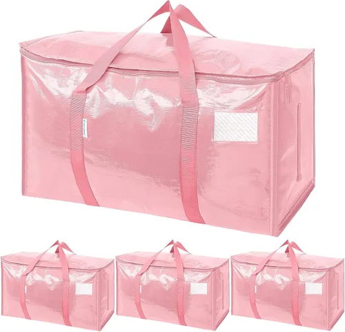 Miniatura 15 de TICONN Paquete de 2 bolsas de mudanza extra grandes resistentes con cremalleras y asas de transporte, bolsas de almacenamiento duraderas