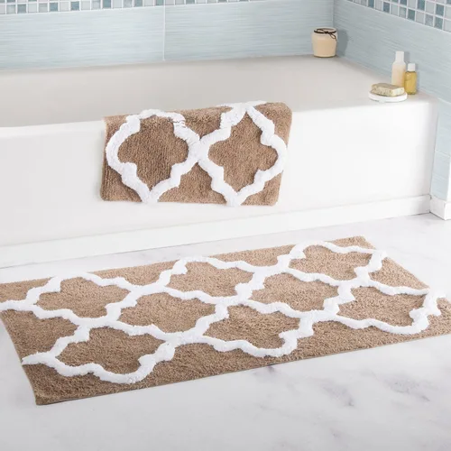 Miniatura 5 de Set de alfombrillas de baño enrejadas de Lavish Home, 2 piezas. Hueso