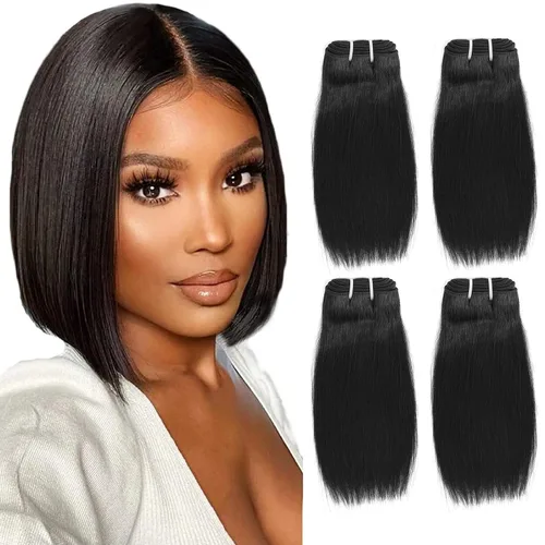 Paquetes de cabello humano corto de 8 pulgadas 10A, pelo brasileño lacio virgen 100% cabello humano liso sin procesar, 4 paquetes 50g/Und Color