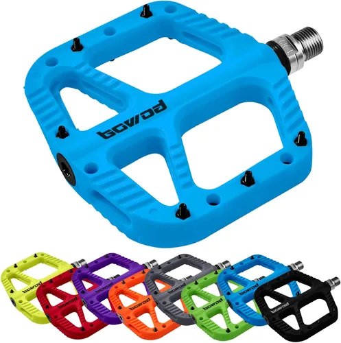 Miniatura 14 de Pedales MTB Pedales planos de bicicleta de montaña para adultos, pedal de plataforma de bicicleta compuesto de nailon ligero y ancho con pasadores