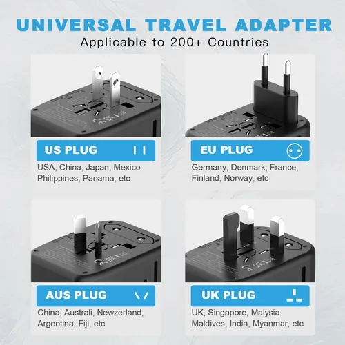 Miniatura 6 de HAPOW Adaptador de Viaje Universal, Adaptador de Corriente Internacional PD20W, 2 USB-C y 2 USB-A Cargador de Viaje de Carga Rápida, Adaptador