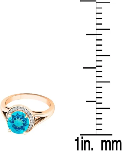Miniatura 136 de Dazzlingrock Collection Anillo de compromiso redondo de 0.276 in con halo de diamante blanco y vástago dividido para ella en oro macizo de 14