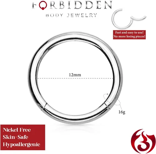 Miniatura 44 de Forbidden Body Jewelry - Piercing para la nariz de acero quirúrgico 316L con bisagra, 14G, 16G, 18G, diámetro de 15/64, 5/16, 25/64, 15/32 pulgadas