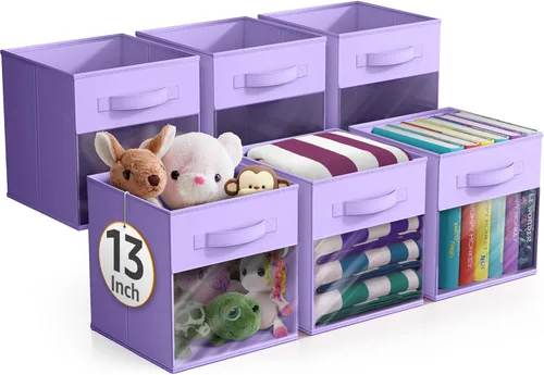 Miniatura 14 de Sorbus Contenedores de almacenamiento de 11 pulgadas con ventana transparente, 6 cestas plegables para organizar ropa, juguetes, libros, cubos